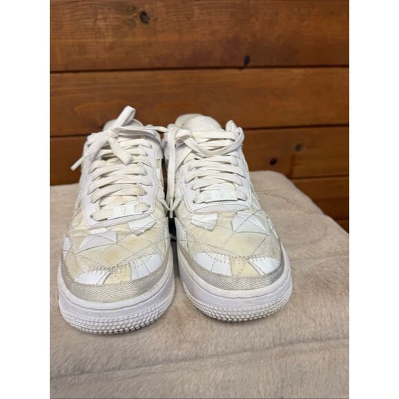 Nike  Mens Air Force 1 Billie Eilish x Low  Triple White quilted patchwork Sz 8